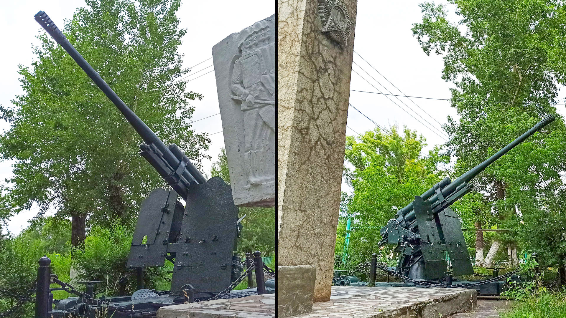 Артиллерийские орудия в сквере Усть-Абакана.