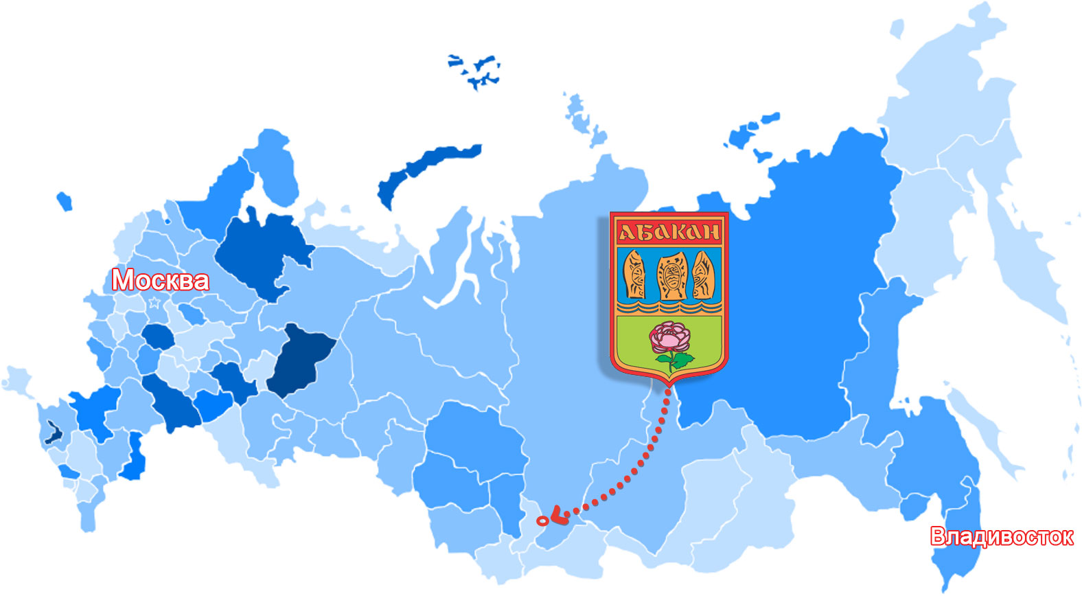 Абакан на карте России.