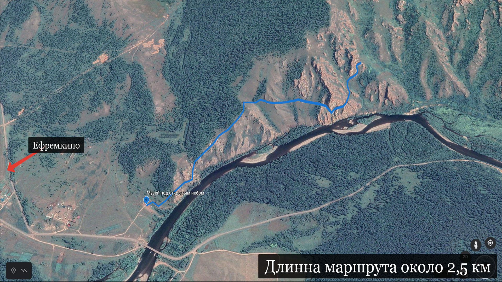 Маршрут по тропе Шаманов нанесен на google-карту.